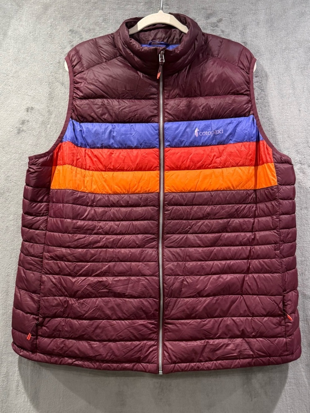 Cotopaxi Fuego Down Packable Womens Vest Size 3X Wine Stripes Color Way Outdoor - Picture 1 of 9